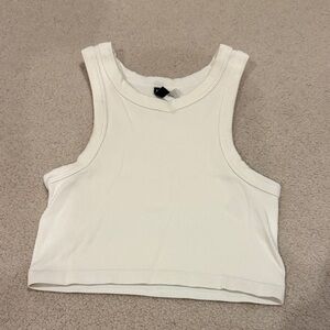 Divided Cream Ribbed Crop Top